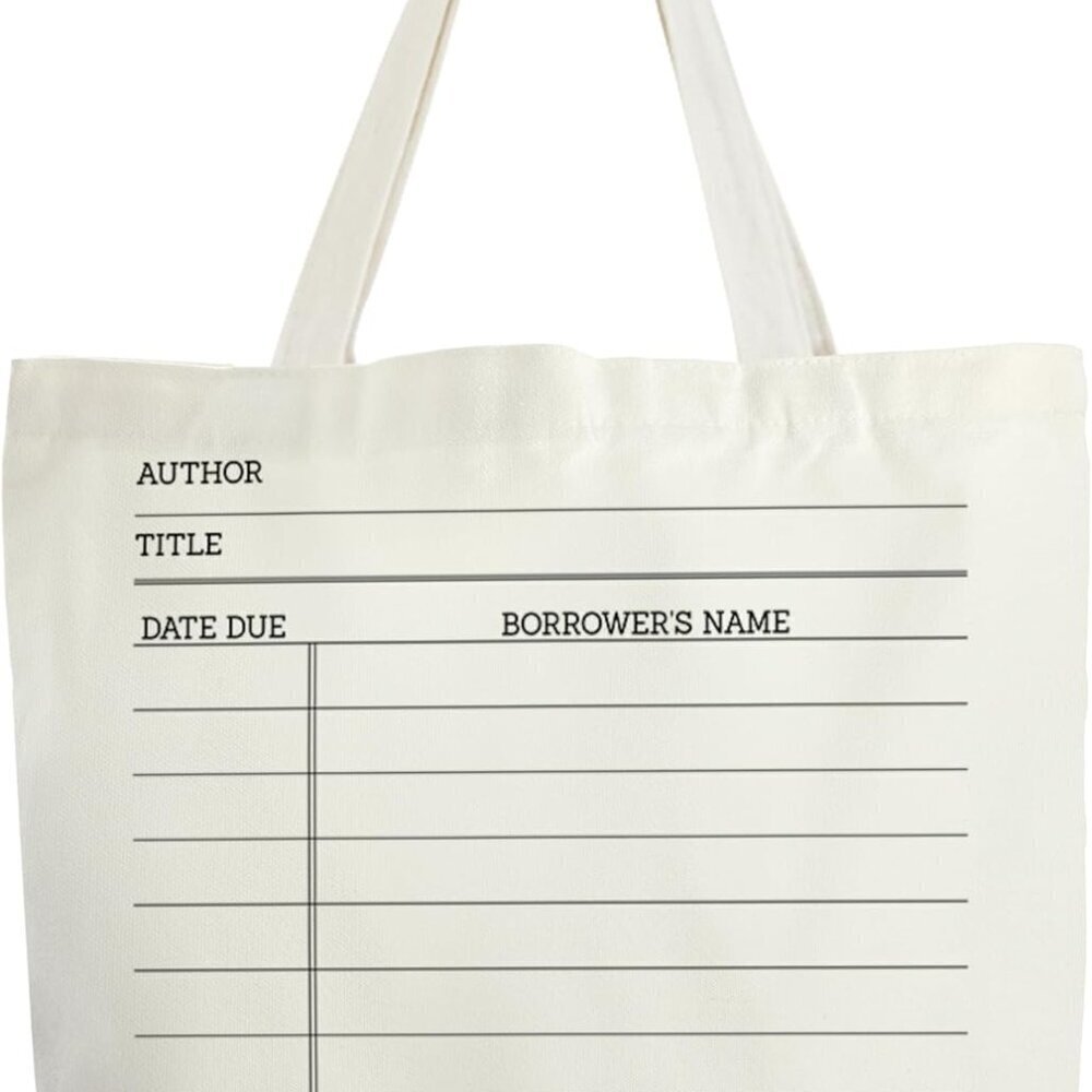 Library Tote Bag Cotton Linen Book Lover Gift Carry-all for Reading and Travel